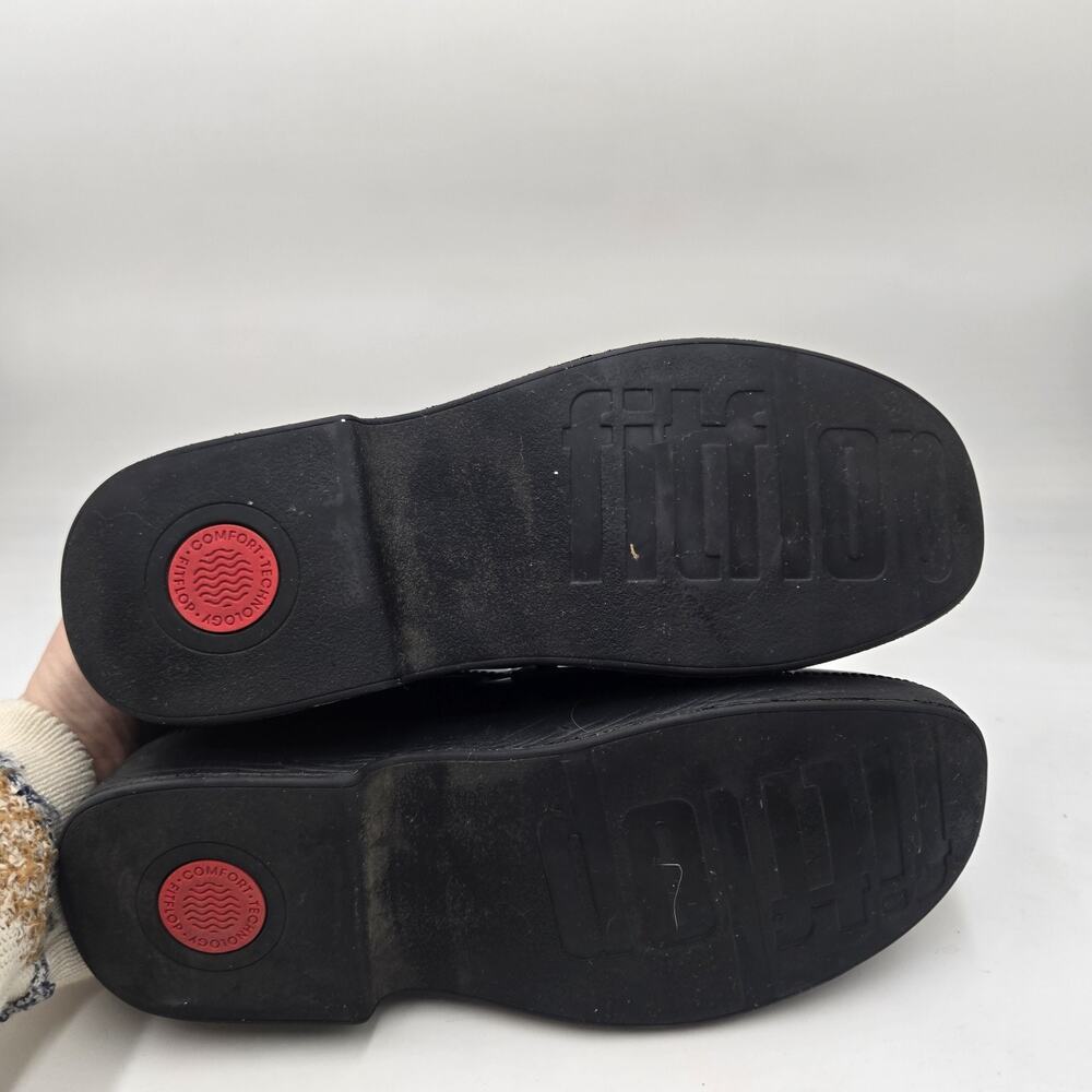 FitFlop F-Luma Chunky Women Size 11 Black Loafers Shoe Grunge Academia Comfort - Picture 6 of 7